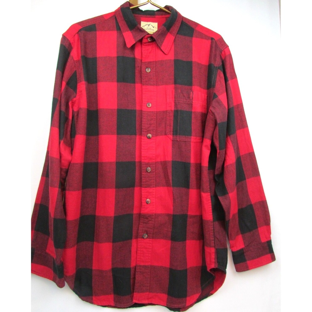 Blue Mountain Flannel Shirt Red Black Button Up MENS Size M